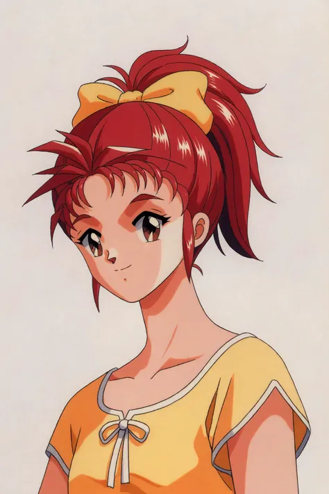 score_9,score_8_up,score_7_up,masterpiece,best quality,
yumi saotome,1girl,solo,1990s (style),retro artstyle,smile,red hair,shor...