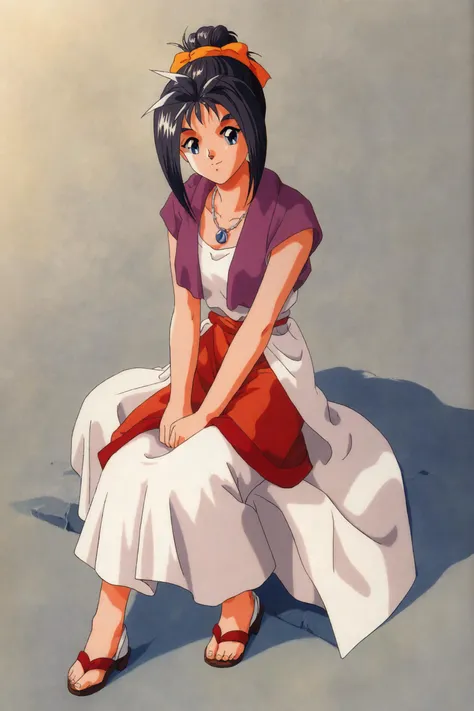 score_9,score_8_up,score_7_up,masterpiece,best quality,
ayako katagiri,1girl,solo,jewelry,sitting,sandals,necklace,blue eyes,lon...