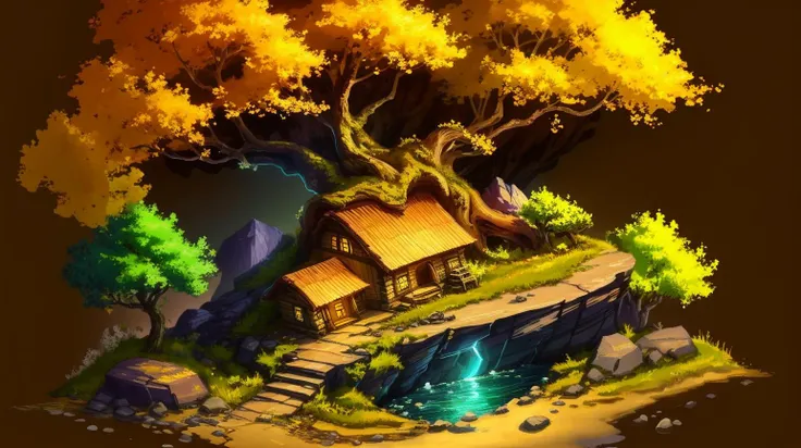 masterpiece, top quality, best quality, official art, beautiful and aesthetic:1.2),(8k, best quality, masterpiece:1.2), <lora:CGgamebuilding gsw_20230706164254:0.6>,CGgamebuilding gsw, tree (Creamy yellow colored leaves), intricate foliage <lora:tree:0.7>,...