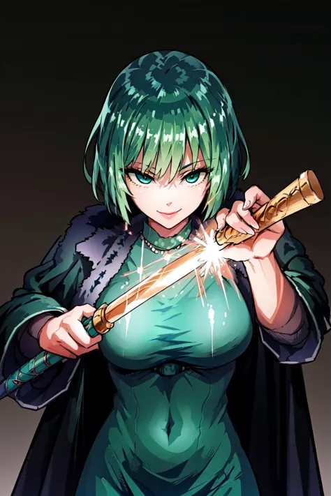 1girl, drawing sword, kagurabachi, smile,, perfect lighting, masterpiece, award-winning, best quality, reflective skin, highres, best quality, solo, simple background, <lora:Kagurabachi:0.9>, (ð:1.3),
 <lora:fubuki_onepunch-KK77-V1:0.1@0.5,0.6@0.7:hr=0....