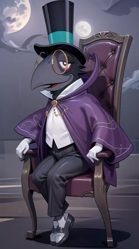 a cartoon image of a raven dressed in a top hat and coat