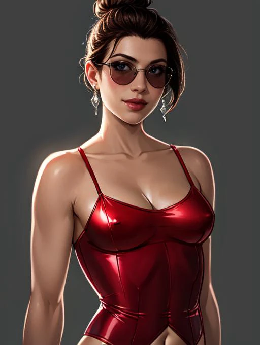 <lora:Sett_Roulette:0.4>,roulette,1girl,solo,brown hair,hair bun BREAK [SEP],
red dress,tattoo,sunglasses BREAK [SEP],
(deep plunging neckline, bare shoulders, revealed cleavage,exposed medium breasts,navel,colarbone,covered nipples:1.2) BREAK [SEP],
(ambi...