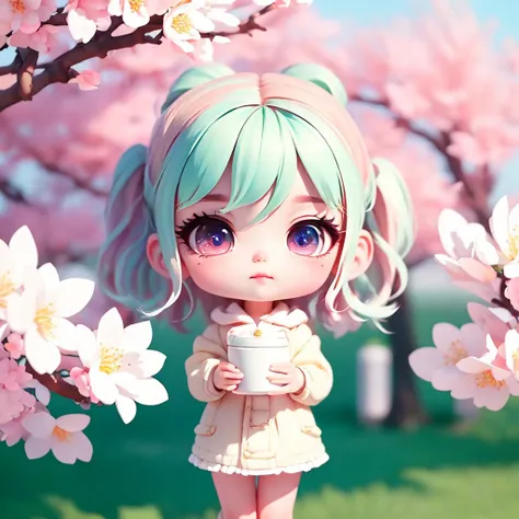 <lora:blindbox_V1:1>,(masterpiece),(best quality),(ultra-detailed), (full body:1.2), (studio background),(clean background),(blurry background), 1girl, chibi, (beautiful detailed face), (beautiful detailed eyes), pastel color,students,many Cherry blossoms