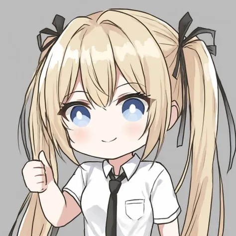 anime girl with long blonde hair and blue eyes in uniform