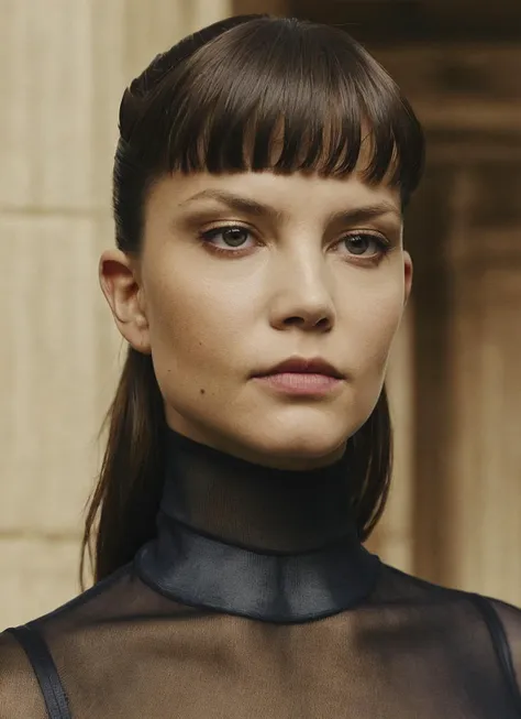 a woman with a black top and a black choker