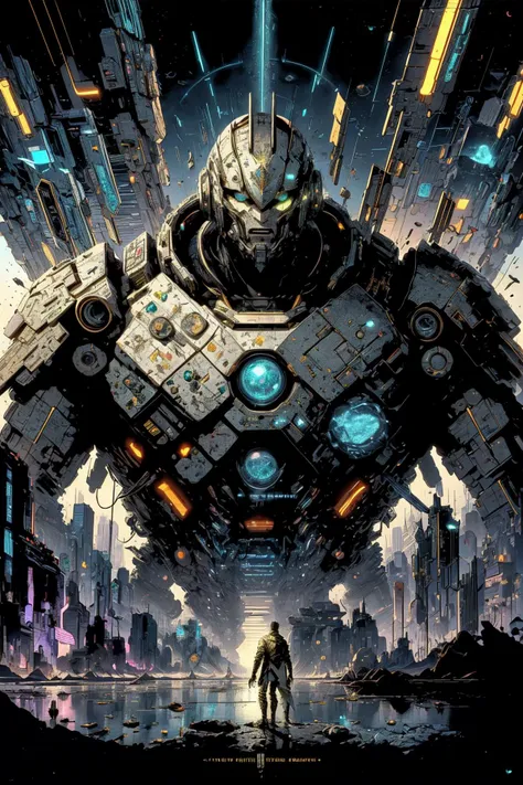 a poster of a sci - fiction sci - fiction movie with a giant robot in the middle of the image