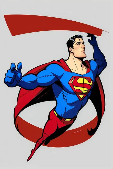 old superman flying in the skies,masterpiece,best quality,European and American cartoon characters, original character design,  white background,  simple background,  <lora:Cartoon characters:0.8>