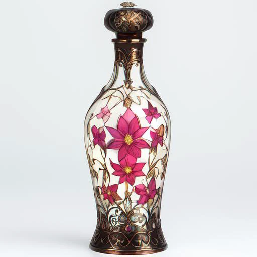 a close up of a vase with a flower on it