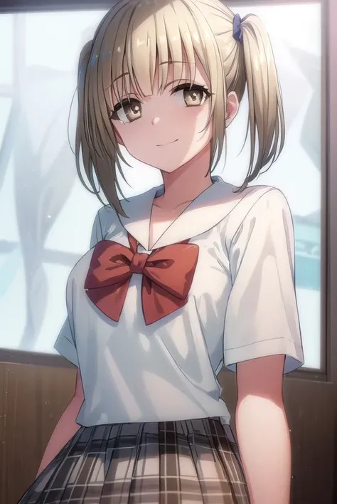 korewakyoko, <lora:korewa kyoko s2-lora-nochekaiser:1>,
kyoko, short hair, blonde hair, twintails, (brown eyes:1.5), short twintails, smile, grin,
BREAK skirt, bow, school uniform, serafuku, plaid, red bow,
BREAK indoors, classroom,
BREAK looking at viewer...