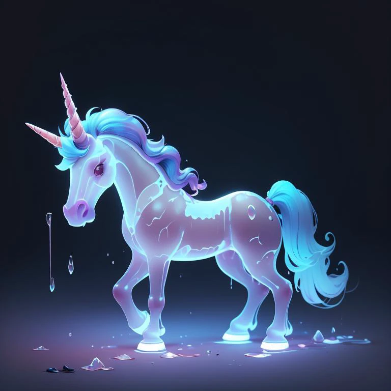 <lora:ectoV5:0.6>, <lora:CuteCreatures:0.6> ecto a dripping transparent translucent cu73cre4ture horse unicorn horn , horror, terrifying, grotesque,