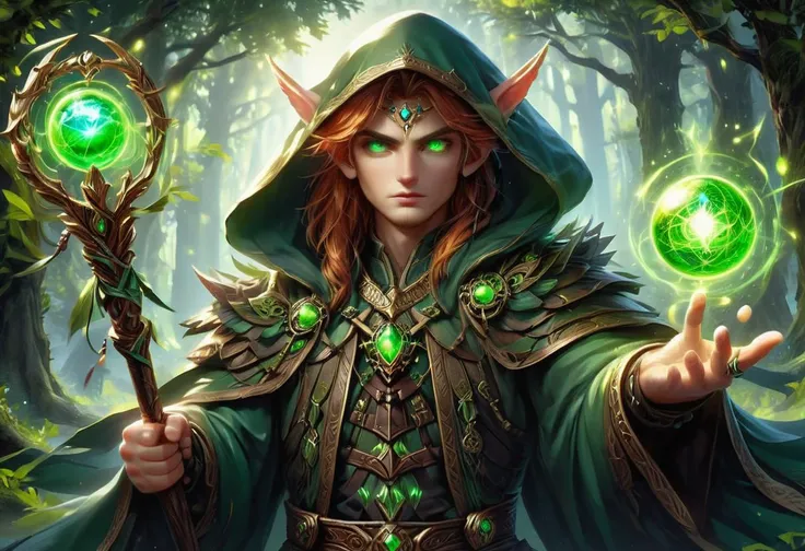 hyper detailed masterpiece, dynamic, awesome quality, orbstaff male amazon, fearless female warrior, skilled archer, formidable strength, independent and self-reliant, tall and muscular stature, battle-hardened, warriors of ancient myths, honor and braver...
