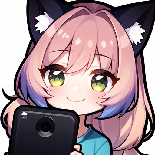 anime girl with a phone in her hand