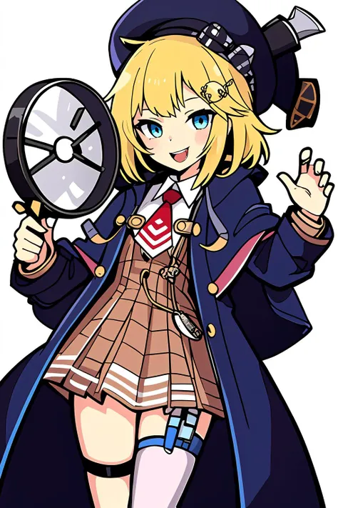 best quality, intricate details,

1girl, yellow hair,  blue eyes, sharp eyes,messy hair,

detective hat, brown coat, clocks, stopwatch, 

watson amelia,   <lora:hololiveENGen1_v1:0.8>

twitch emoji,white background, sticker,smile ,cartoon, chibi,<lora:twit...