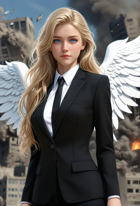 arafed image of a woman in a suit with wings