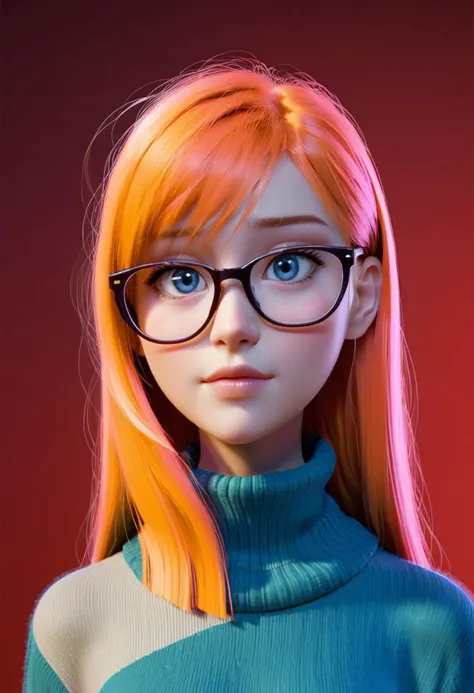 pixar style
1girl, bangs, glasses, sweater, by Carl Kleiner abstract, American, collage, digital, graphic-design, pop-art, portraits