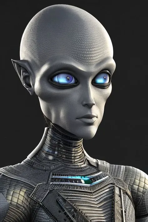 beautiful 3D render of a maximalist grey alien considering lighthearted satisfactions with gazing eyes a highly detailed fantasy, an image of immaculate quality and with stunning detail in high definition 8K and beyond, analog rugged quality of textures an...