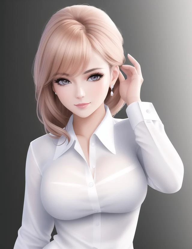 a pretty woman, dressed in white shirt, full body portrait, nice perfect face with perfect face, hyper realistic concept, 8k res...