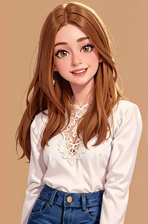 a drawing of a girl with long hair and a white shirt