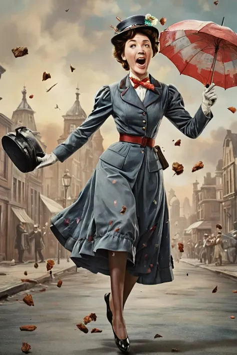 An absurd caricature of Mary Poppins