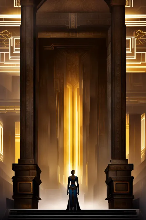 cyber_africa,  photo of a temple with a large doorway and a large doorway behind her, Clint Cearley, rossdraws global illumination, african cyber temple, afrofuturism, cyberpunk, futurist, neon lights, high tech