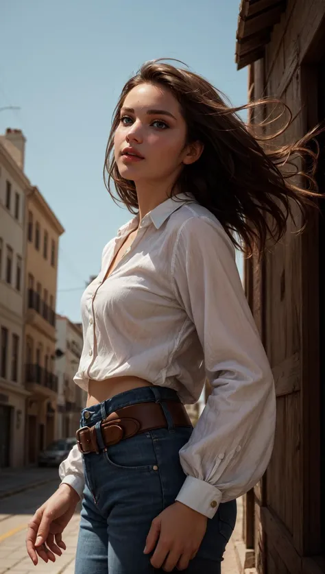 masterpiece, best quality, a dramatic and expressive cowboy shot  of a woman, capturing her intensity and charisma in a contemporary style, <lora:epiCRealismHelper:1> <lora:add_detail:0.5>,