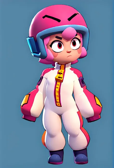 a cartoon character of a girl in a pink helmet and pink jacket