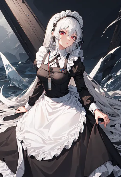 best quality, masterpiece, highres, solo, (specter_arknights:1.10), (maid:1.40), (long maid dress:1.15), 23 <lora:specter_arknights:0.80>