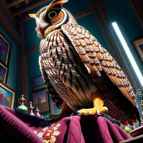 <lora:Fr0gt0w3r:1.4> Owl, Dave Gibbons Magenta, masterpiece, highly intricate, extremely detailed, ArtStation photorealistic