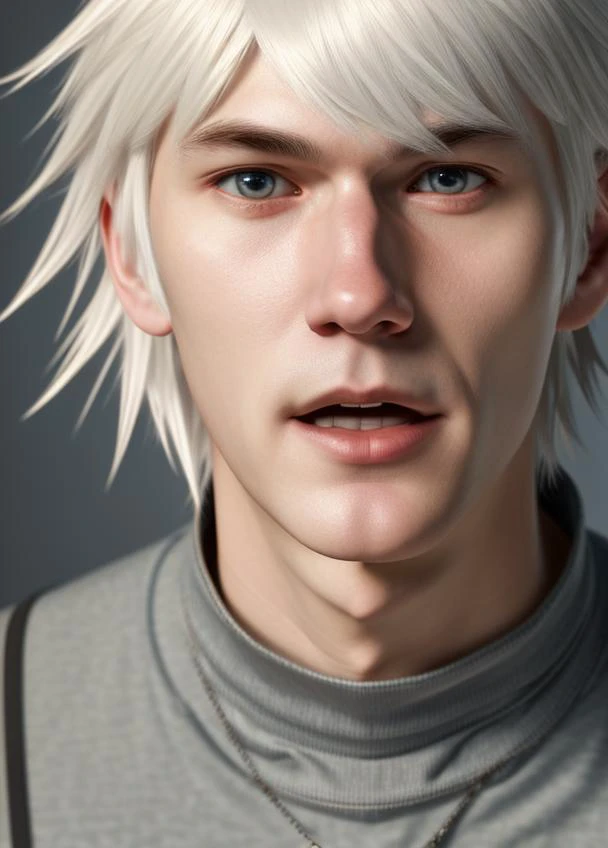 1boy, man, portrait, white_hair, grey_eyes, <lora:nier_brother:0.8>, 8k, masterpiece, absurdres, anime,