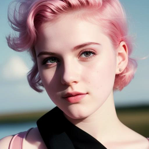 girl, (pale skin:0.1), Pink Cheeks,Atomic Punk, scientist, lab, (detailed skin:1.4), realistic, film grain, posing, wind,(topless:0.8),