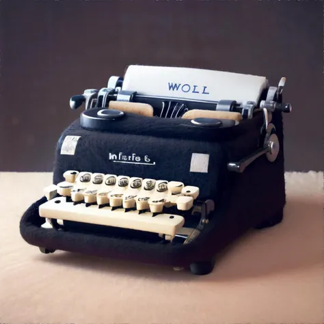 <lora:felted:0.8> wool felt, vintage typewriter, masterpiece, highres, HD, shallow depth of field, sharp focus, 8k