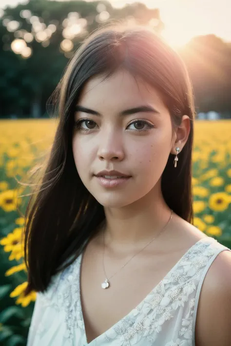 PhoebeCates-chz  Elysium, Eden, happy-beautimous land, (hyperdetailed) RAW photo of 1girl in a field of flowers at sunrise, close portrait, wearing an elegant patterned summer_dress, (detailed realistic skin, natural skin textures:1.3), (hyperdetailed face...