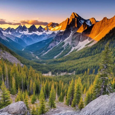 photo of a beautiful mountain vista at sunset trending 8k , <hypernet:longexposure:1>