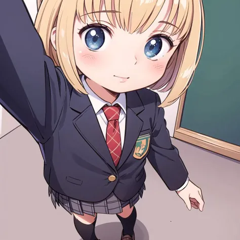 masterpiece,best quality,highly, standing, close up
1girl,solo, <lora:0 DADramia:0.8> dndramia,child,little_girl,petite,blonde hair, short hair, flat chest,
school uniform,blazer,jacket,grey jacket,open jacket,striped necktie,(red necktie:1.2),collared shi...