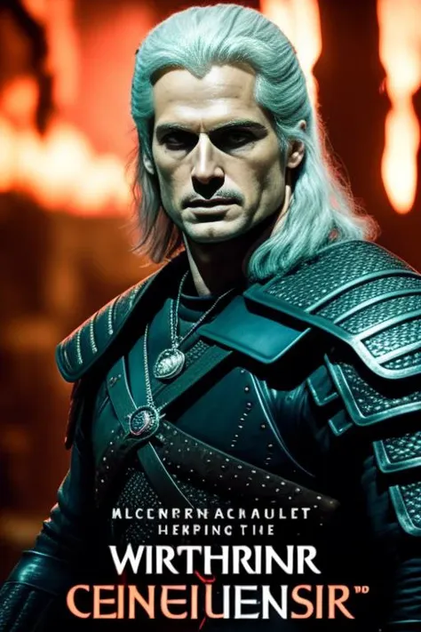 The poster could show geraltofrivia standing tall and strong, with his sword at his side and his iconic silver hair blowing in the wind.

The background could be a dark and moody forest or castle, hinting at the dark fantasy world in which the movie is set...