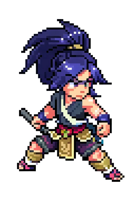 a pixel pixel image of a female warrior with a sword