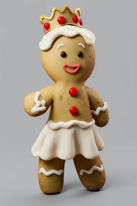 a close up of a gingerbread figure with a crown on top