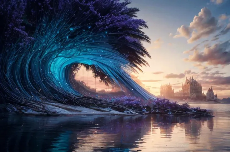 a profestional picutre of 42) The Mermaids Lagoon - A vast underwater landscape, its terrain coated in shimmering coral and glistening shells that twinkle in the light. The air is filled with the sound of waves crashing and the smell of saltwater. The lag...