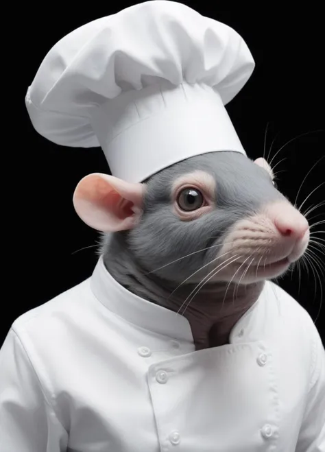 there is a rat that is wearing a chef's hat