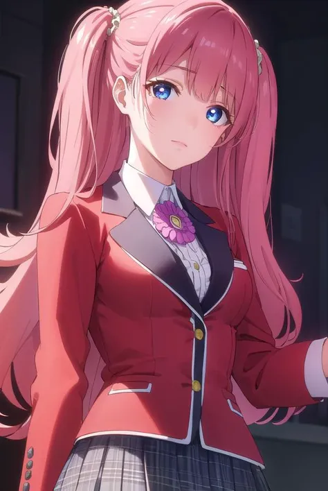 yumemiyumemite, <lora:yumemi yumemite s2-lora-nochekaiser:1>,
yumemi yumemite, long hair, blue eyes, very long hair, pink hair, two side up,
BREAK skirt, shirt, school uniform, jacket, white shirt, pleated skirt, collared shirt, black skirt, blazer, (red j...