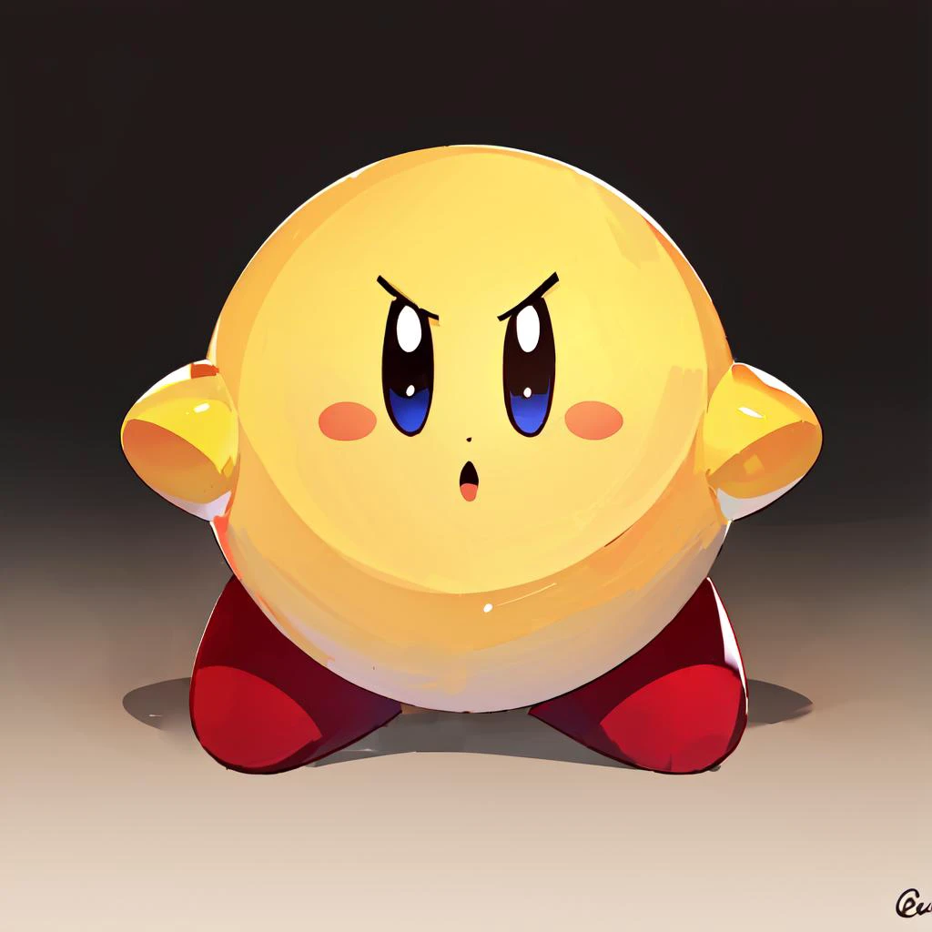 Highly detailed, High Quality, Masterpiece, yellow Kirby, <lora:Kirby:0.9>