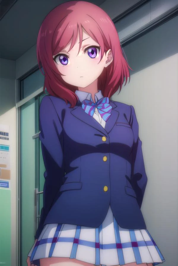 makinishikino, <lora:maki nishikino s1-lora-nochekaiser:1>,
maki nishikino, short hair, (purple eyes:1.1), red hair,
BREAK skirt, school uniform, jacket, blazer, winter uniform, otonokizaka school uniform,
BREAK indoors, classroom,
BREAK looking at viewer,...