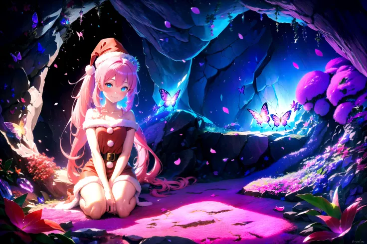 (masterpiece, best quality, highres), 1girl, solo, abstract, pov, seiza,
BREAK
dark background, depth of field, rim lighting, flowers, petals,
crystals, cave, butterfly, vegetation, aura, magic, christmas,
BREAK
pink hair, aqua eyes, ponytail, smile, blush...