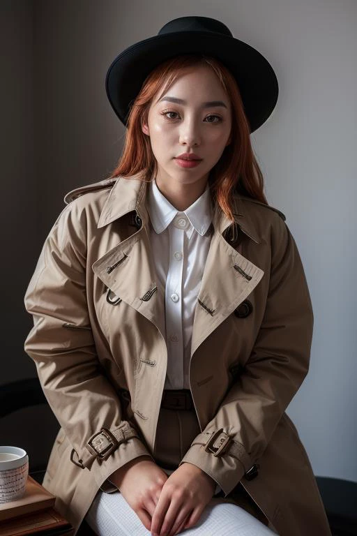 DEN_unijung_OF,
(a 1940s private investigator wearing a trench coat and rimmed hat sitting in a drab dank office at the desk using a typewriter, private investigator, 1940s:1.2),
bokeh, f1.4, 40mm, photorealistic, raw, 8k, textured skin, skin pores, intric...