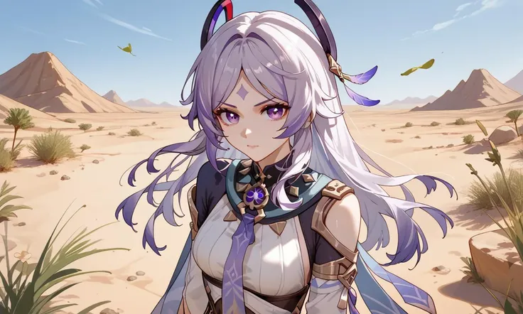 score_9, score_8_up, score_7_up, score_6_up, score_5_up, score_4_up,  A girl stands in the desert, her eyes filled with resentment.,citlali_(genshin_impact),Purple eyes,