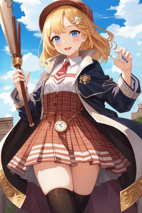 a woman in a school uniform holding a baseball bat