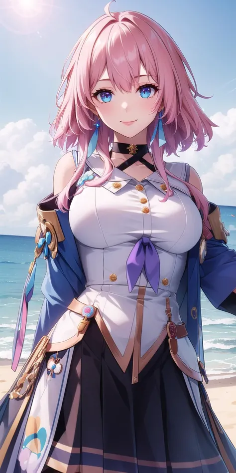 (masterpiece, top quality, best quality, official art, beautiful and aesthetic:1.2), (1girl), extreme detailed,colorful,highest detailed,(large breasts:1.4,) , upper body, white panties,  from below, (cameltoe:1.4,)   smile,shy, skirt lift,
beach,sea, sun,...