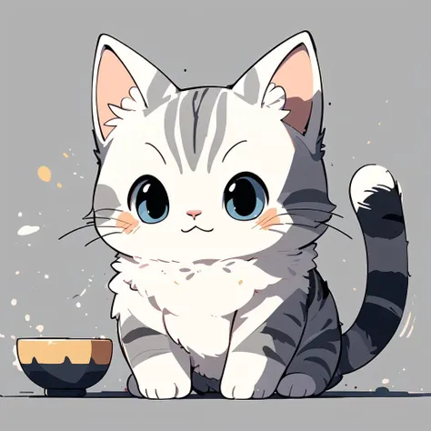 (Masterpiece:1.2, high quality),
<lora:cat_20230627113759:0.8>, lineart, 1cat, (high angle),  <lora:teary:0.7>, (full body:1.5), (blue| grey cat), a bowl is next to the cat, yellow cat eyes,
simple background,  white background,