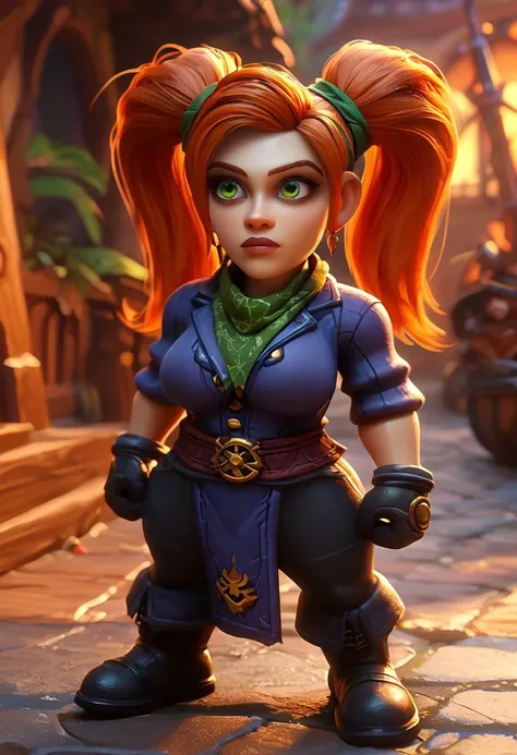 score_9, score_8_up, score_7_up, source anime, anime screencap, masterpiece, expressive eyes, perfect face, cinematic lighting, volumetric lighting, Expressiveh, gnome girl from warcraft, (Monk) ,long ginger hair with two ponytails, oiled skin, voluptuous,...