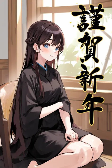 masterpiece, best quality, highres, 1girl happy new year <lora:happy_new_year_kanji:1> sitting